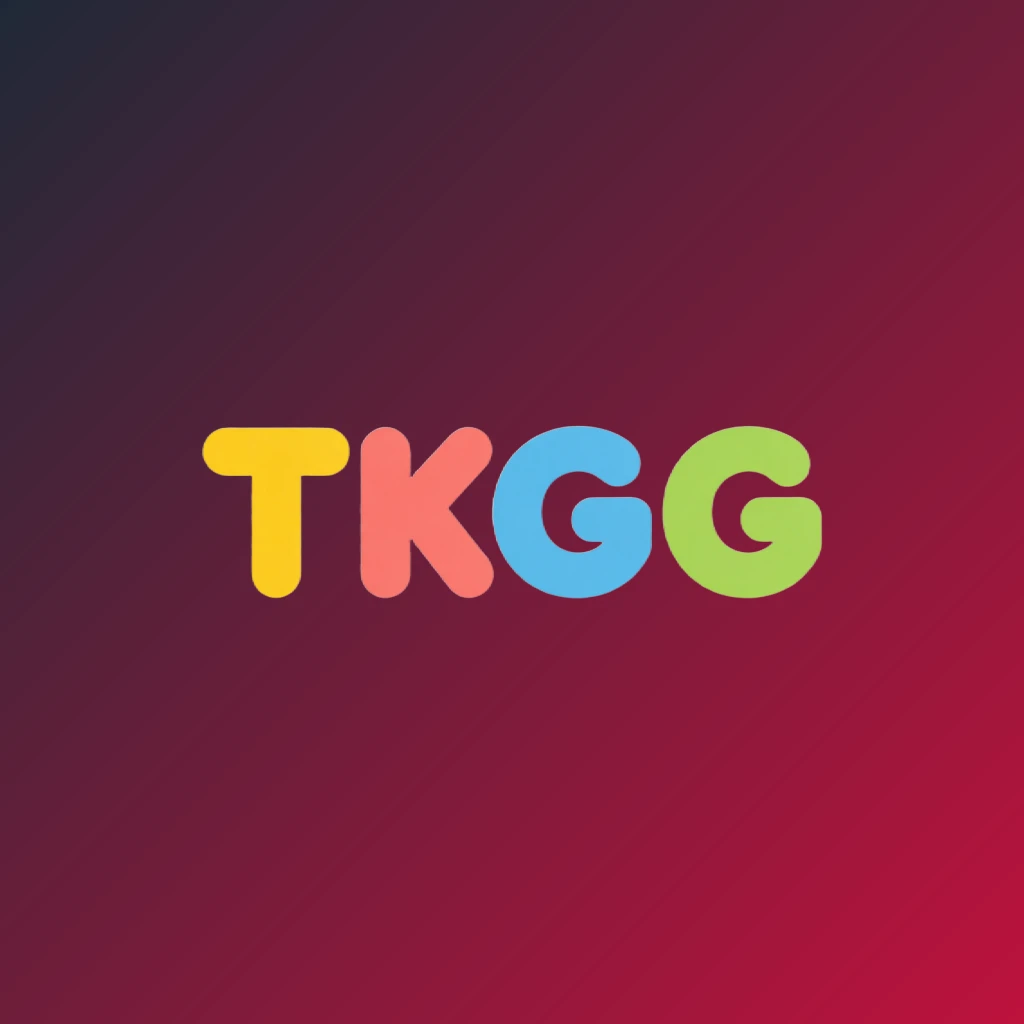 Playful entertainment logo for TKGG with bright colors and rounded typography in a joyful modern style, designed as a horizontal rectangular wordmark with a transparent background
